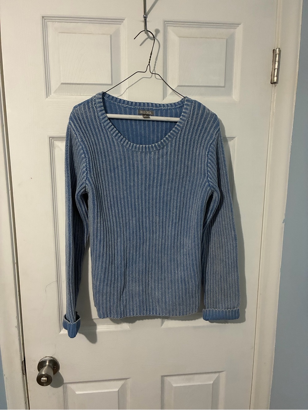 Falls Creek Light Blue Ribbed Crew Neck Sweater